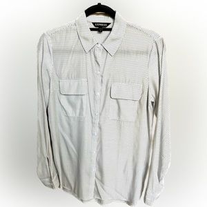 NWOT - Express Portofino Blouse - white & blue polka dot top